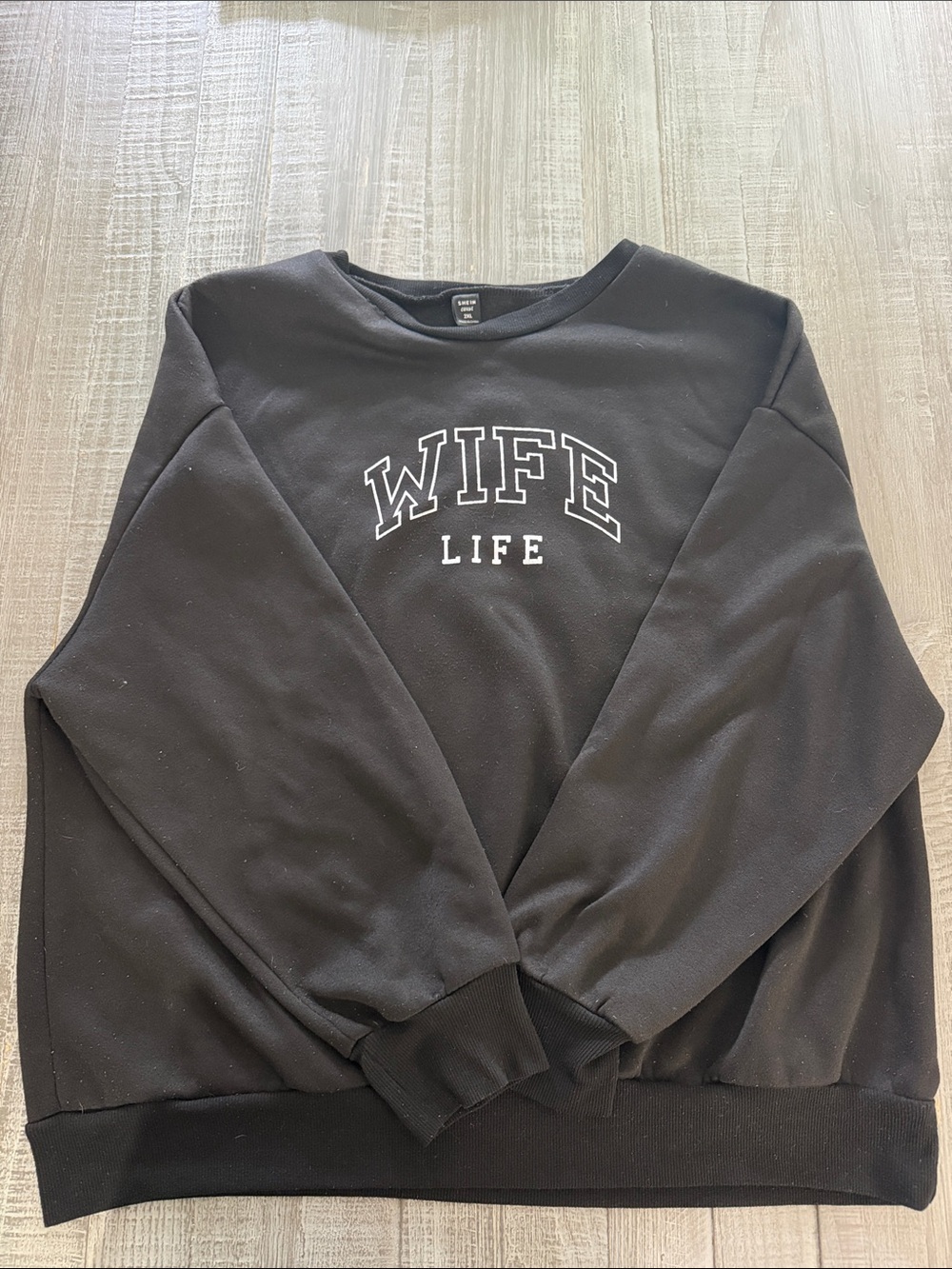 SHEIN Black "WIFE LIFE" Crewneck Sweatshirt